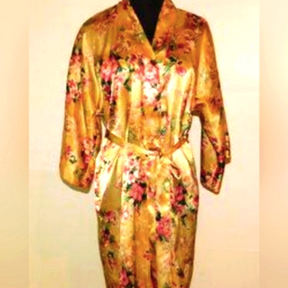 (S/M)🌟⚘️Golden Floral Kimono Robe⚘️🌟 - Picture 4 of 4